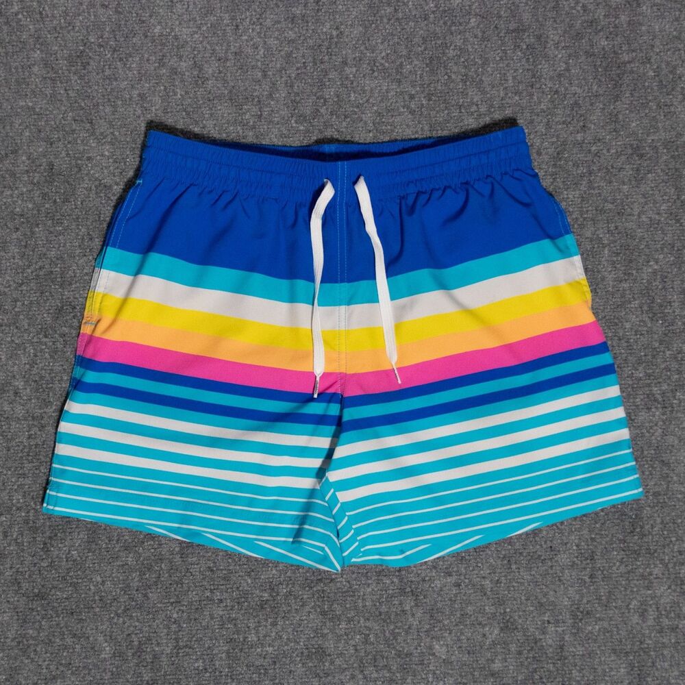 Chubbies Newports Striped Swim Shorts Trunks  5.5" Men's Medium Beach Retro
